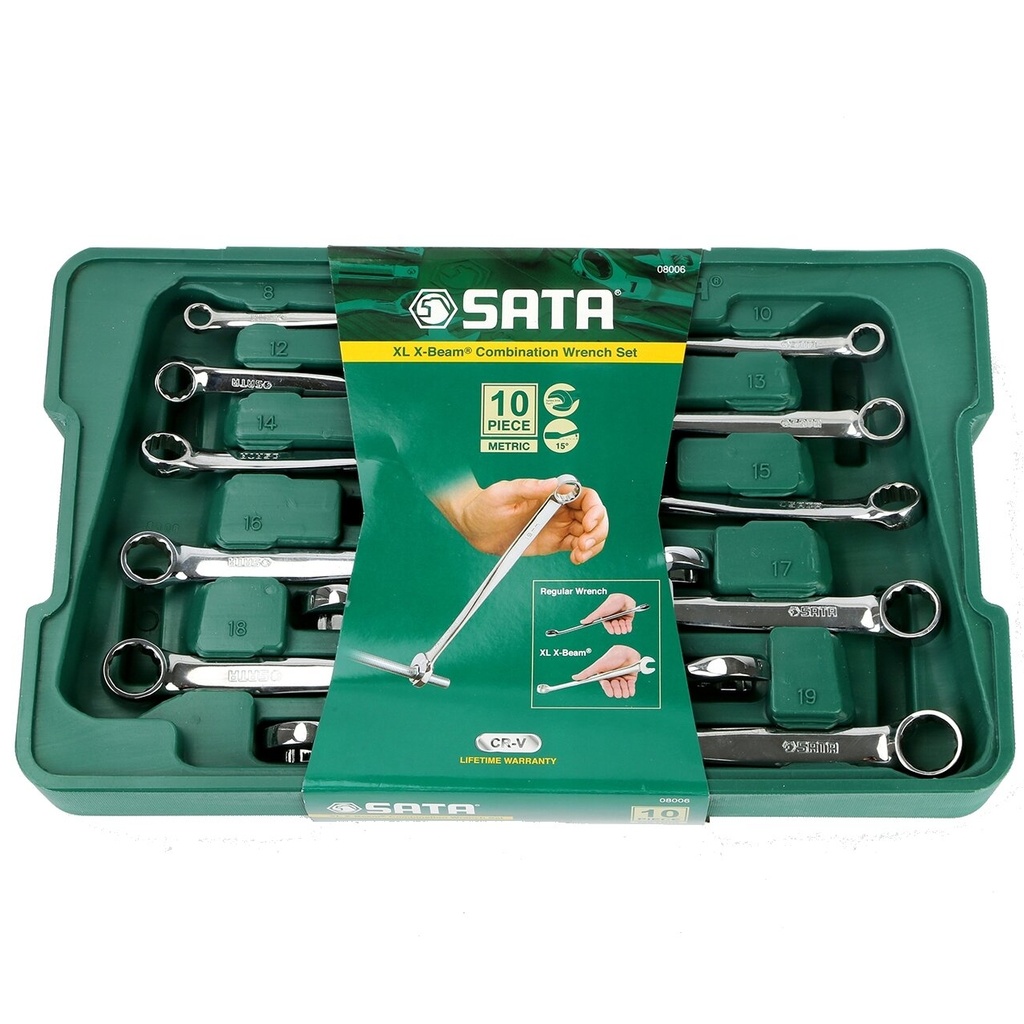 ⬡ Kombinuotų raktų X-Beam rinkinys 10 vnt. (S08006, SATA)