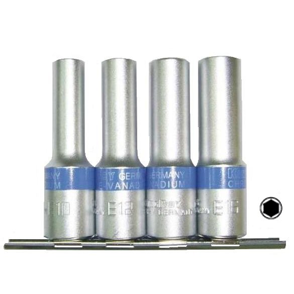 ⬡ 1/2" Dr. Deep socket set 4pcs. 6pt (KR30178A, KINGROY)