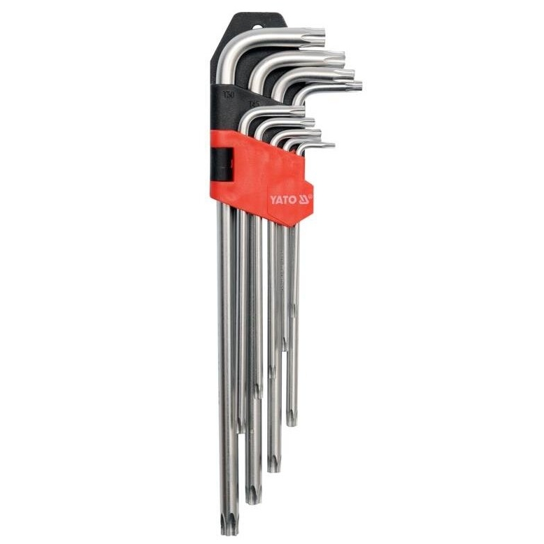⬡ L-type hex key TORX extra long set 9pcs. (T10-T50) with hole (YT0512, YATO)