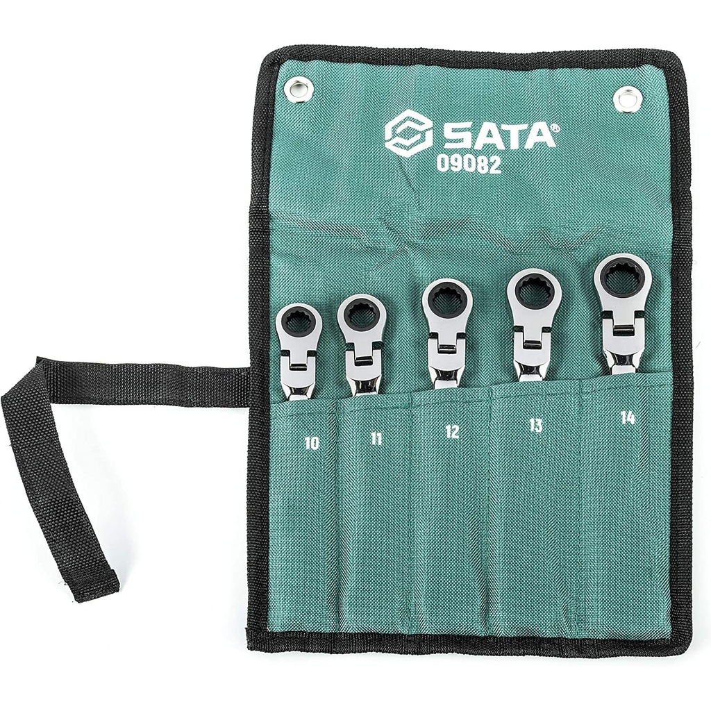 ⬡ Flex head gear wrench set 5pcs. (10-14) (S09082, SATA)