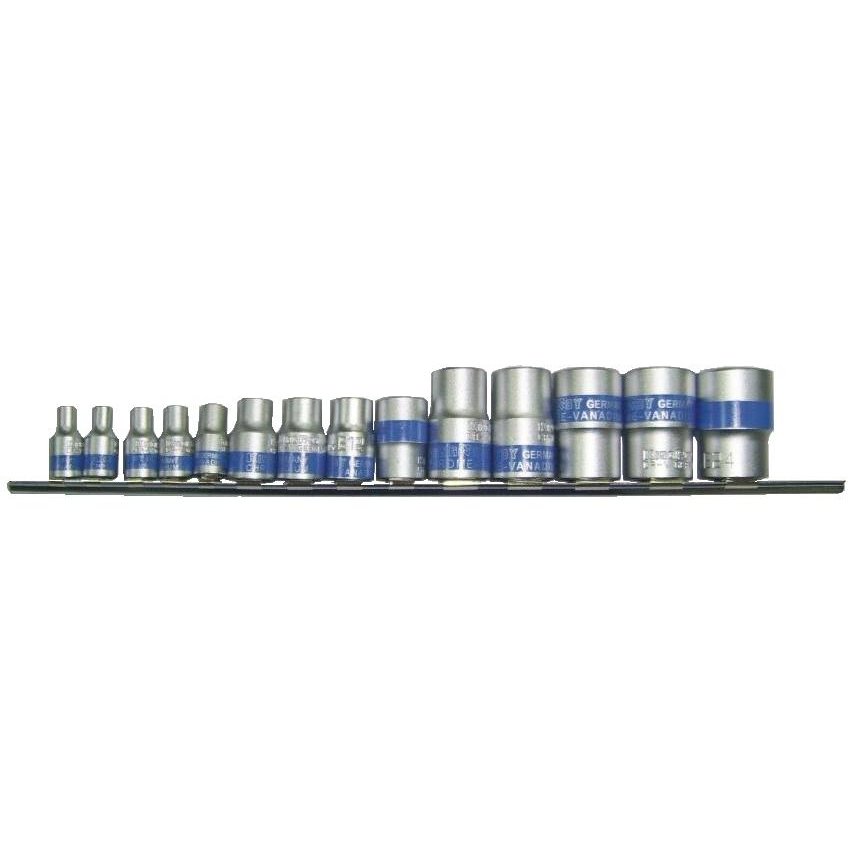⬡ 1/4" + 3/8" + 1/2" Dr. E - Socket set 14pcs. (KR30158014, KINGROY)