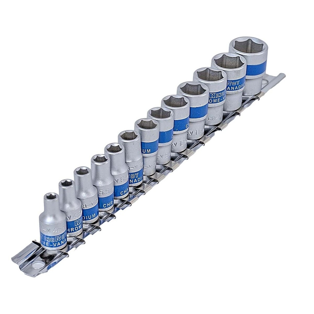 ⬡ 1/4" Dr. Sockets set 13pcs. (KR30151013, KINGROY)