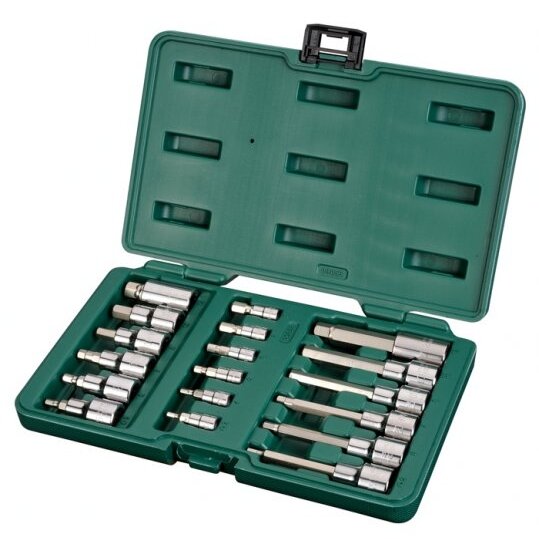 ⬡ 1/4" + 1/2" Dr. Bit socket set (HEX) 18pcs. (S09053, SATA)