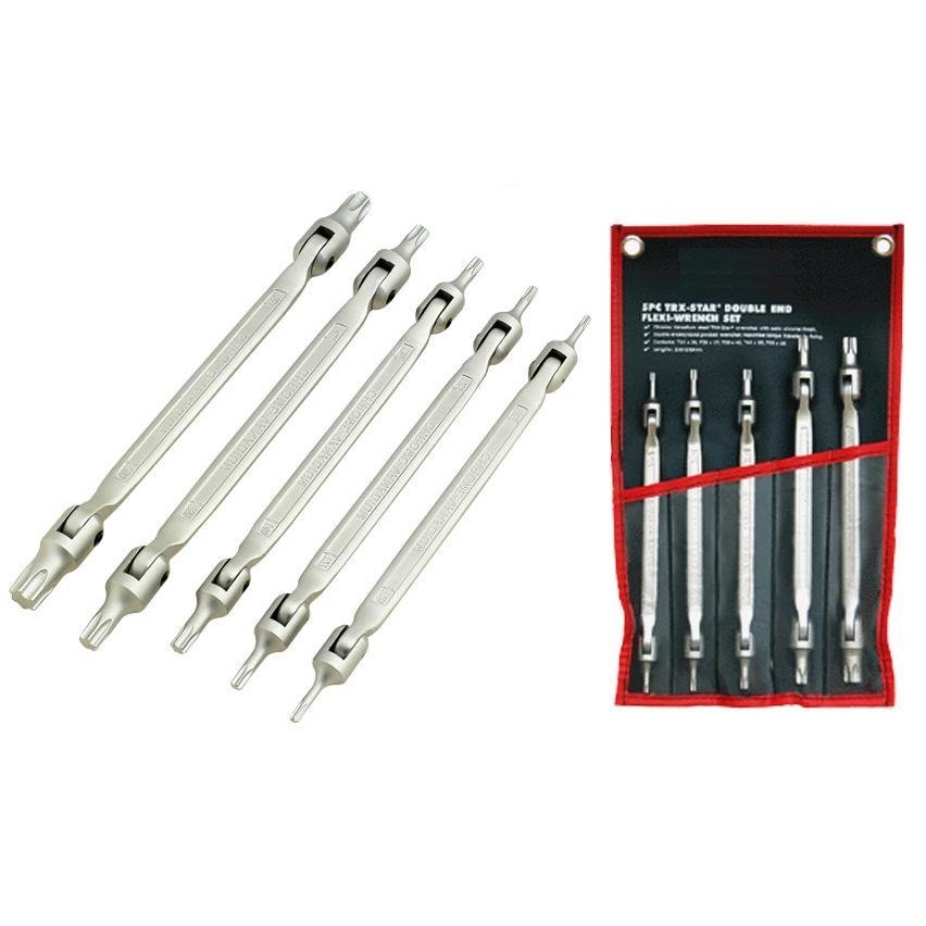 ⬡ TORX lanksčių raktų rinkinys 5vnt. (SW5052, ELLIENT TOOLS)