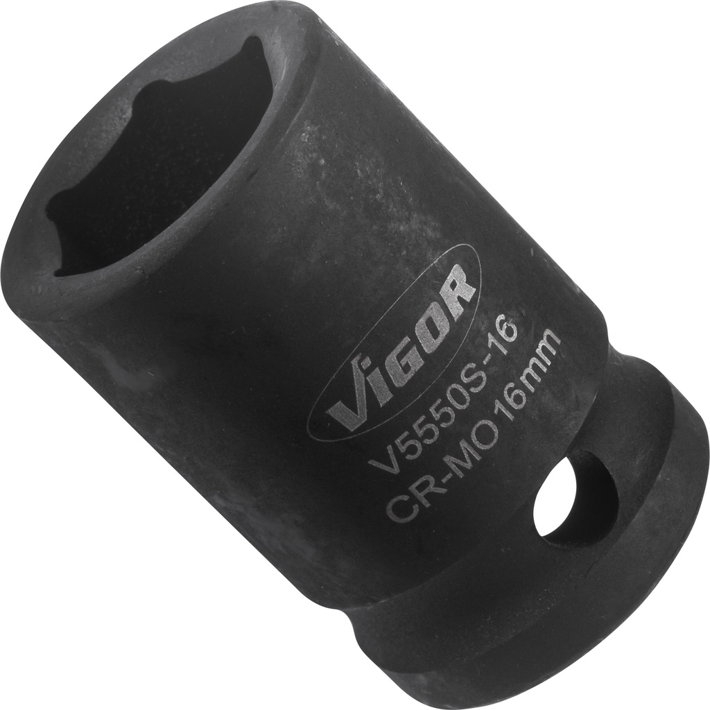 Impact socket 1/2 in., 16 mm, short (V5550S-16, VIGOR)