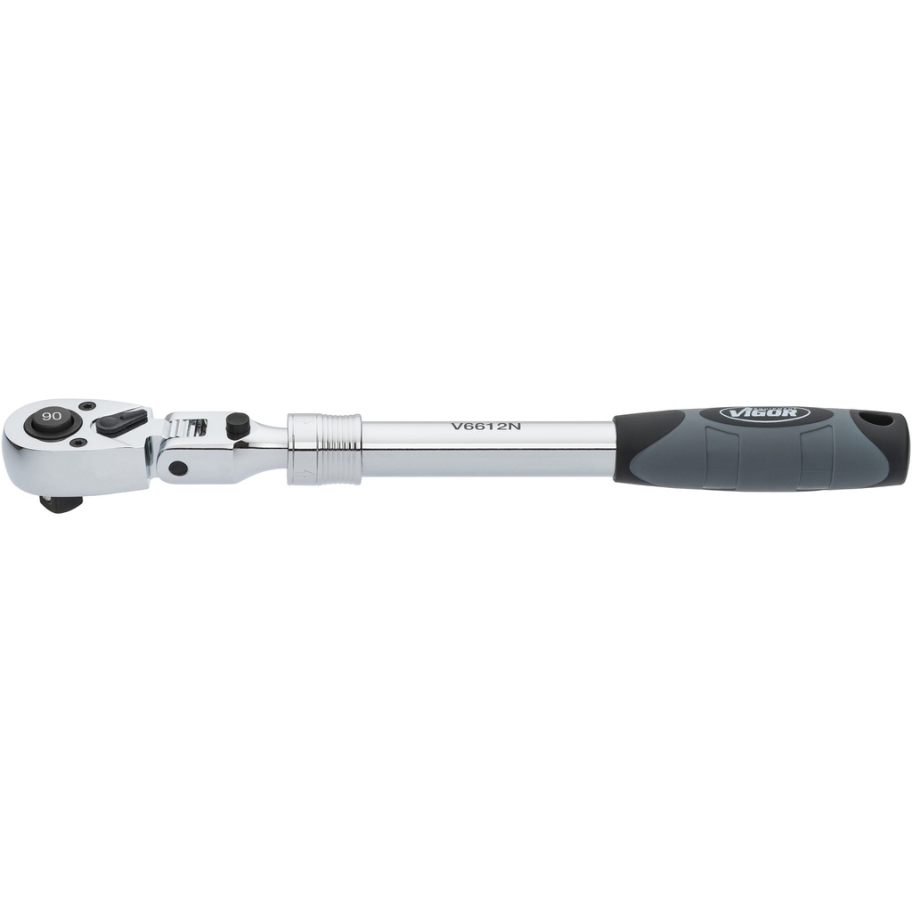 Telescopic reversible ratchet with hinge joint (V6612N, VIGOR)
