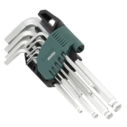 ⬡ L-type hex key long ball point set 9pcs. (1.5-10) (S09105A, SATA)