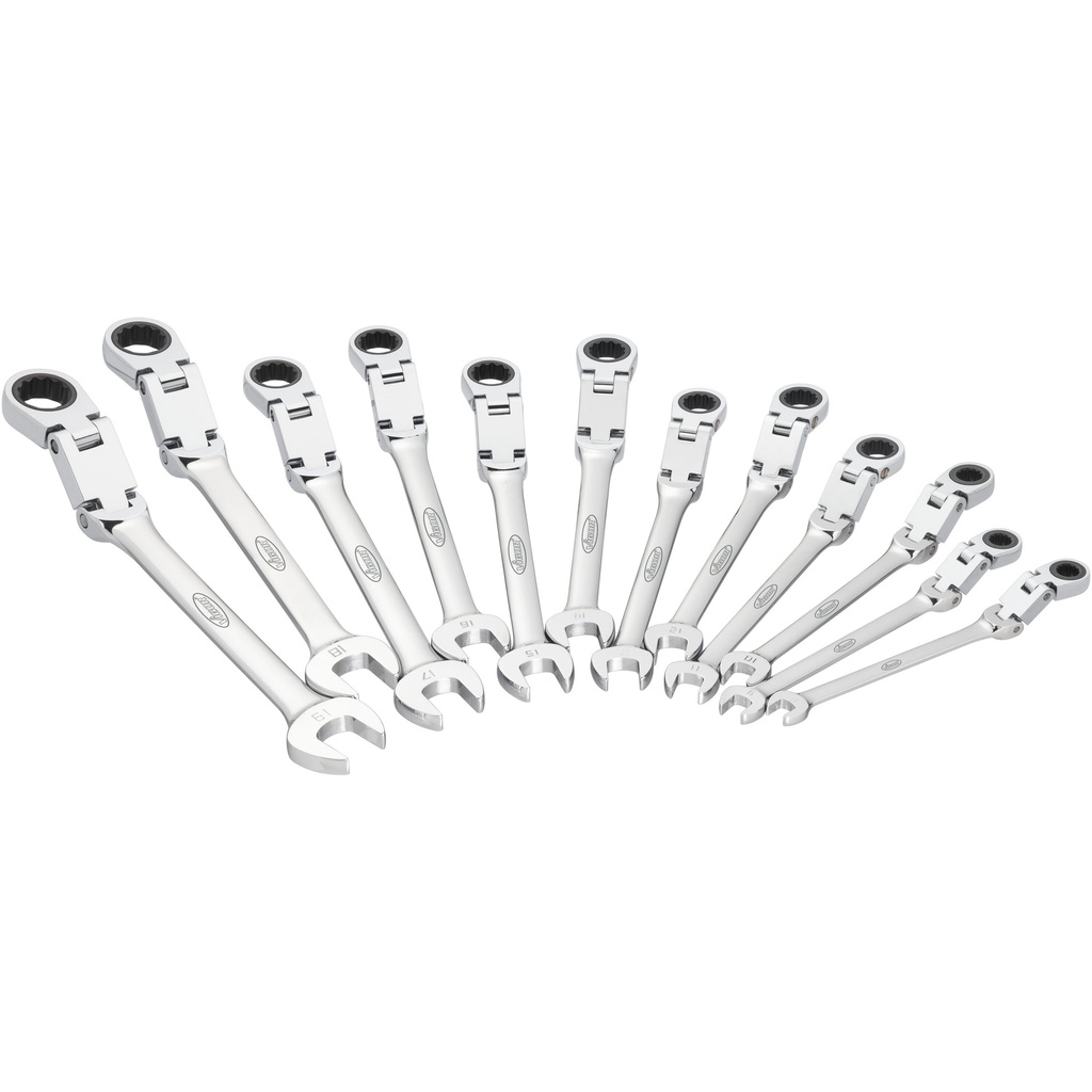 Double-joint ratcheting combination wrench set, 12 pcs (V6752/12, VIGOR)