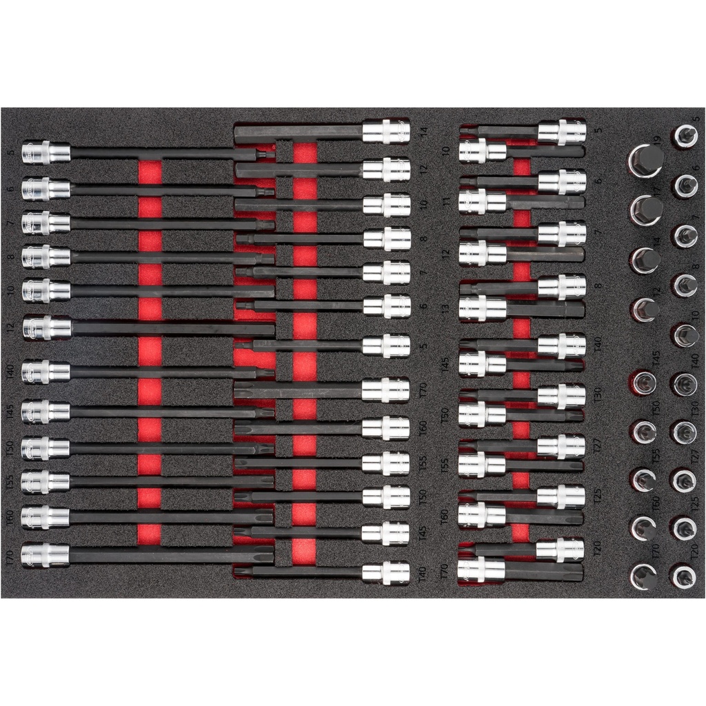 Screwdriver socket set, 1/2 inch, 62 pieces (V6809, VIGOR)