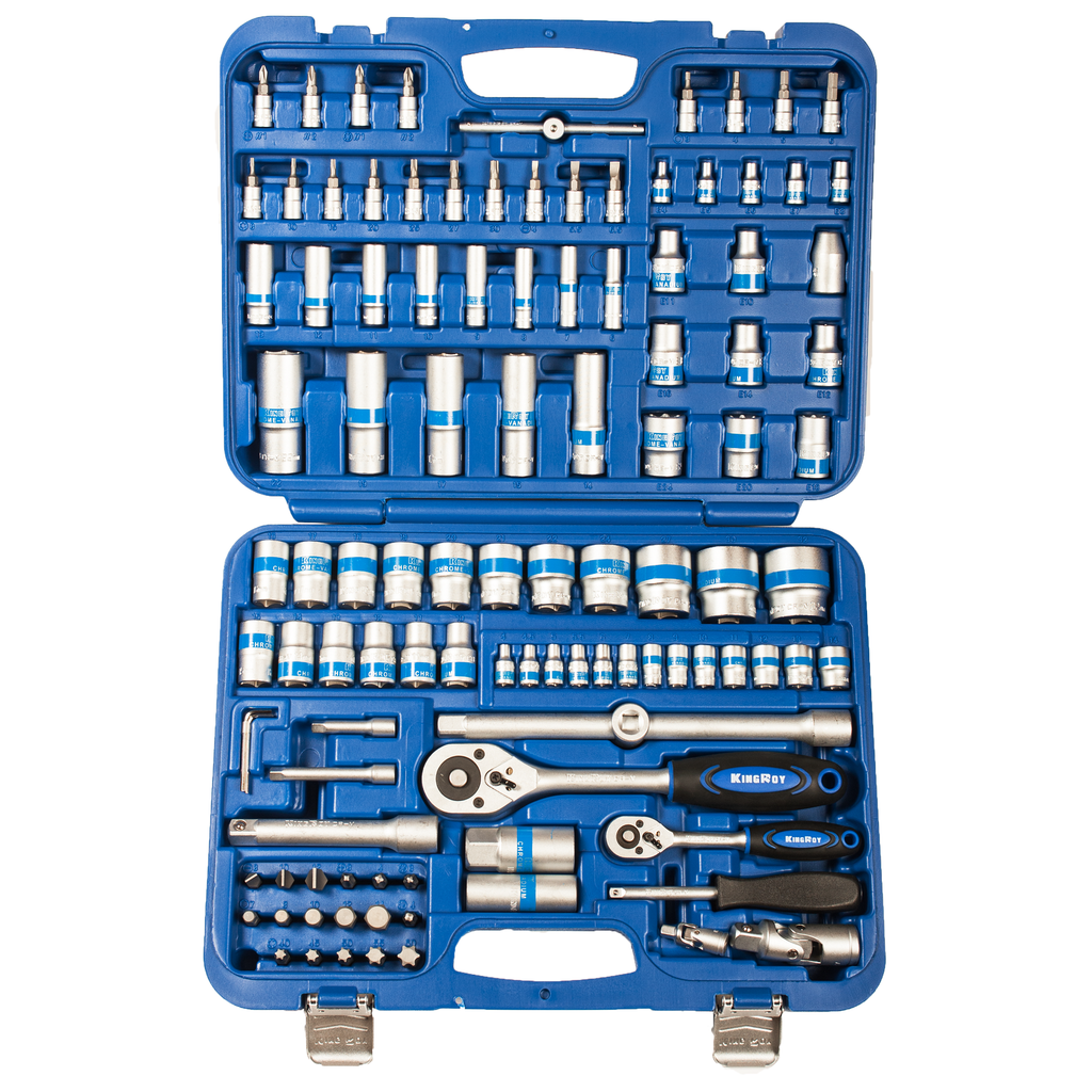 ⬡ 1/4" + 1/2" Dr. Socket set 108pcs. 12pt (KR108MDA12, KINGROY)