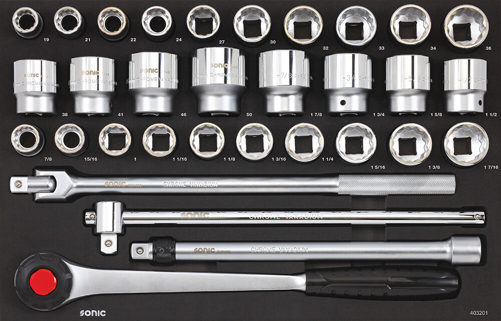 Socket set 3/4" for trolley, 32 pcs (403201, SONIC)