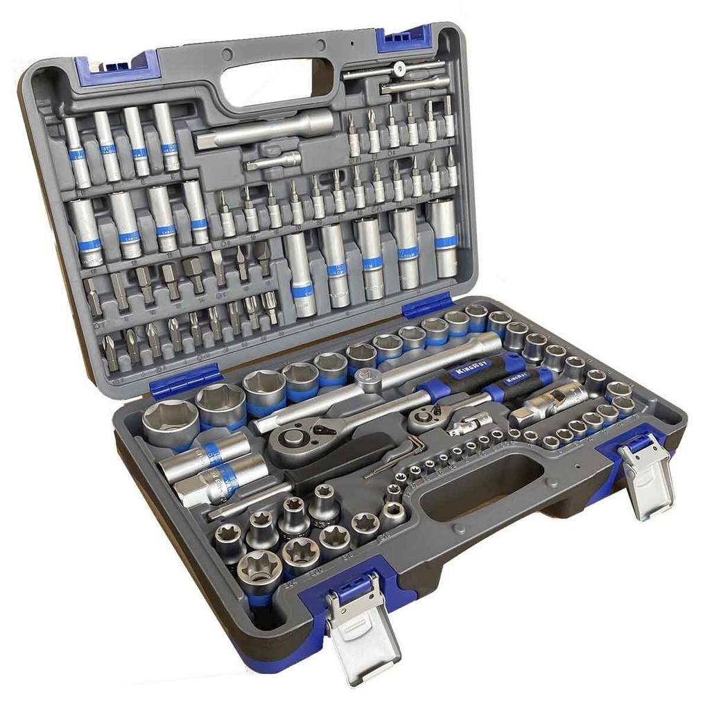 ⬡ 1/4" + 1/2" Dr. Socket set 108pcs. 72TH (KR108MDADB, KINGROY)