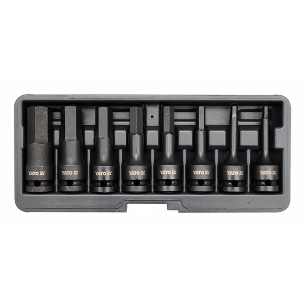 ⬡ 1/2" Dr. Deep bit socket impact set (HEX) 8pcs. (YT1066, YATO)