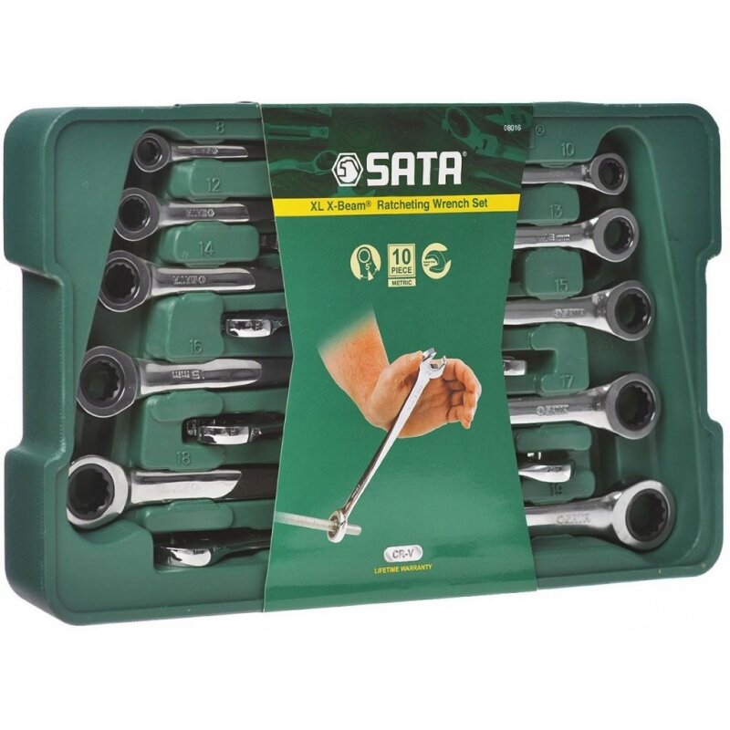 ⬡ Combination gear wrenches X-Beam set 10pcs. (8-19) (S08016, SATA)