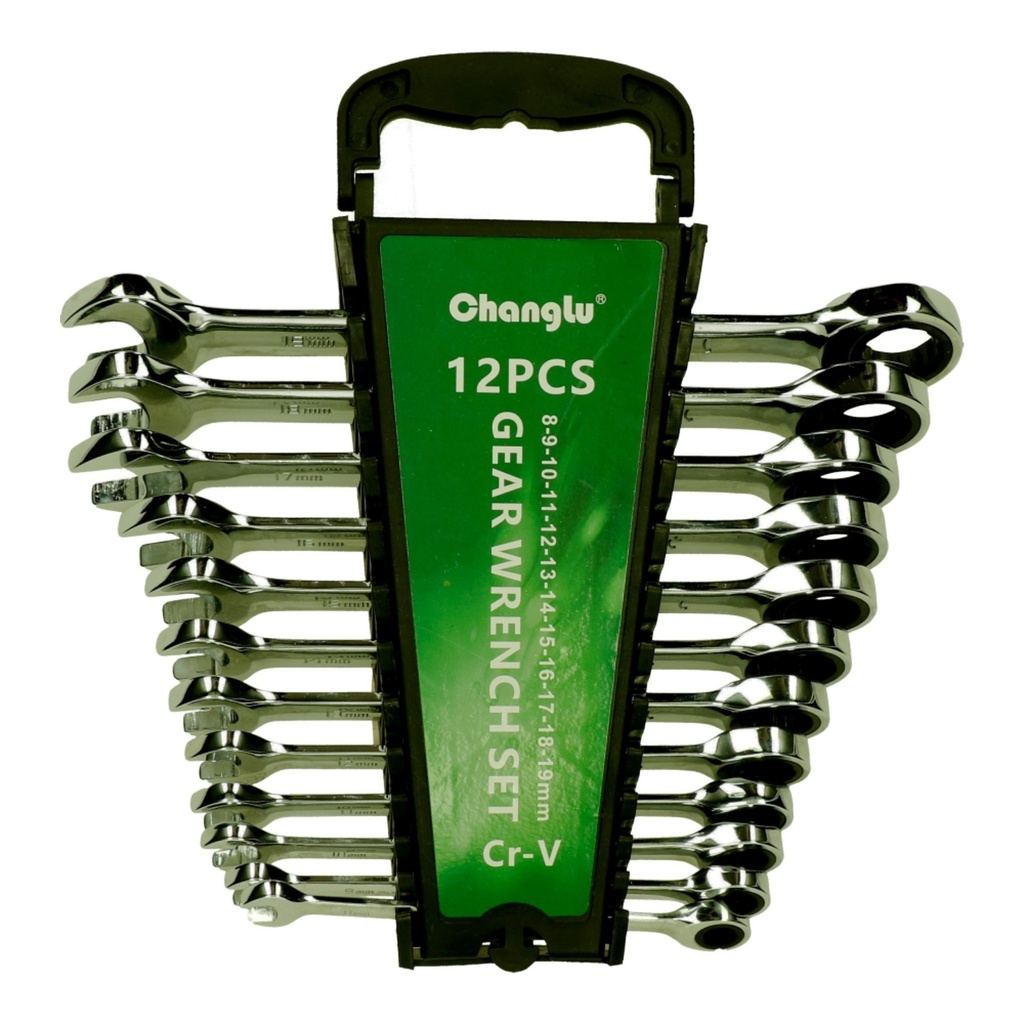 ⬡ Combination gear wrenches set 12pcs. (8-19) (CL403912, CHANGLU TOOLS)