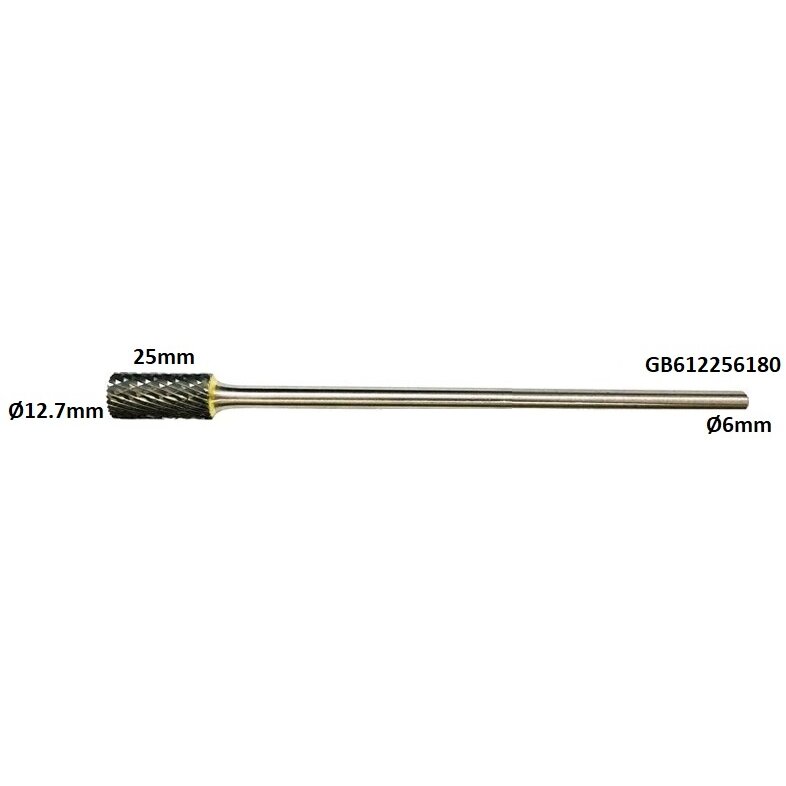 ⬡ Ilga kietmetalio freza B formos cilindras (ZYAS) su galiniu pjūviu Ø12.7 x 25 mm (GB612256180)