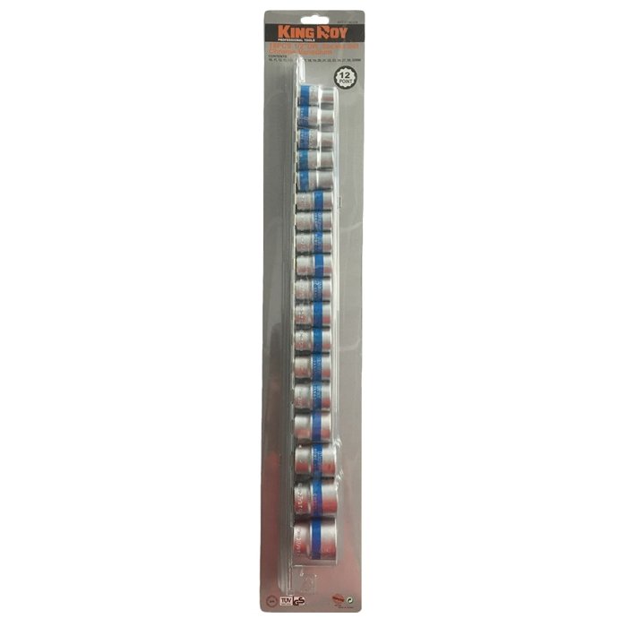 ⬡ 1/2" Dr. Socket set 18pcs. 12pt (KR3019001812, KINGROY)