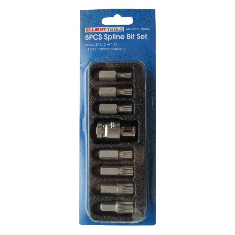 ⬡ Screwdriver bit set 8pcs. SPLINE (SB3025, ELLIENT TOOLS)