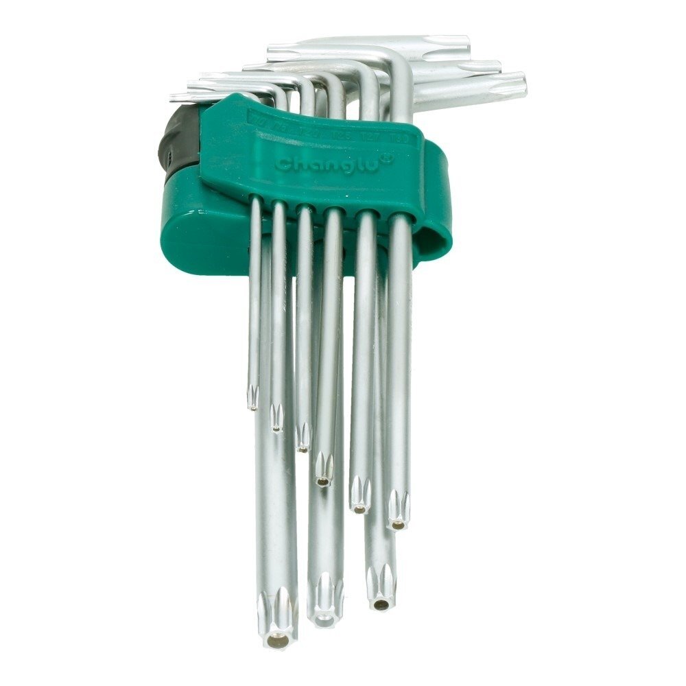 ⬡ L-type hex key TORX extra long set 9pcs. (T10-T50) with hole (CL402003, CHANGLU TOOLS)