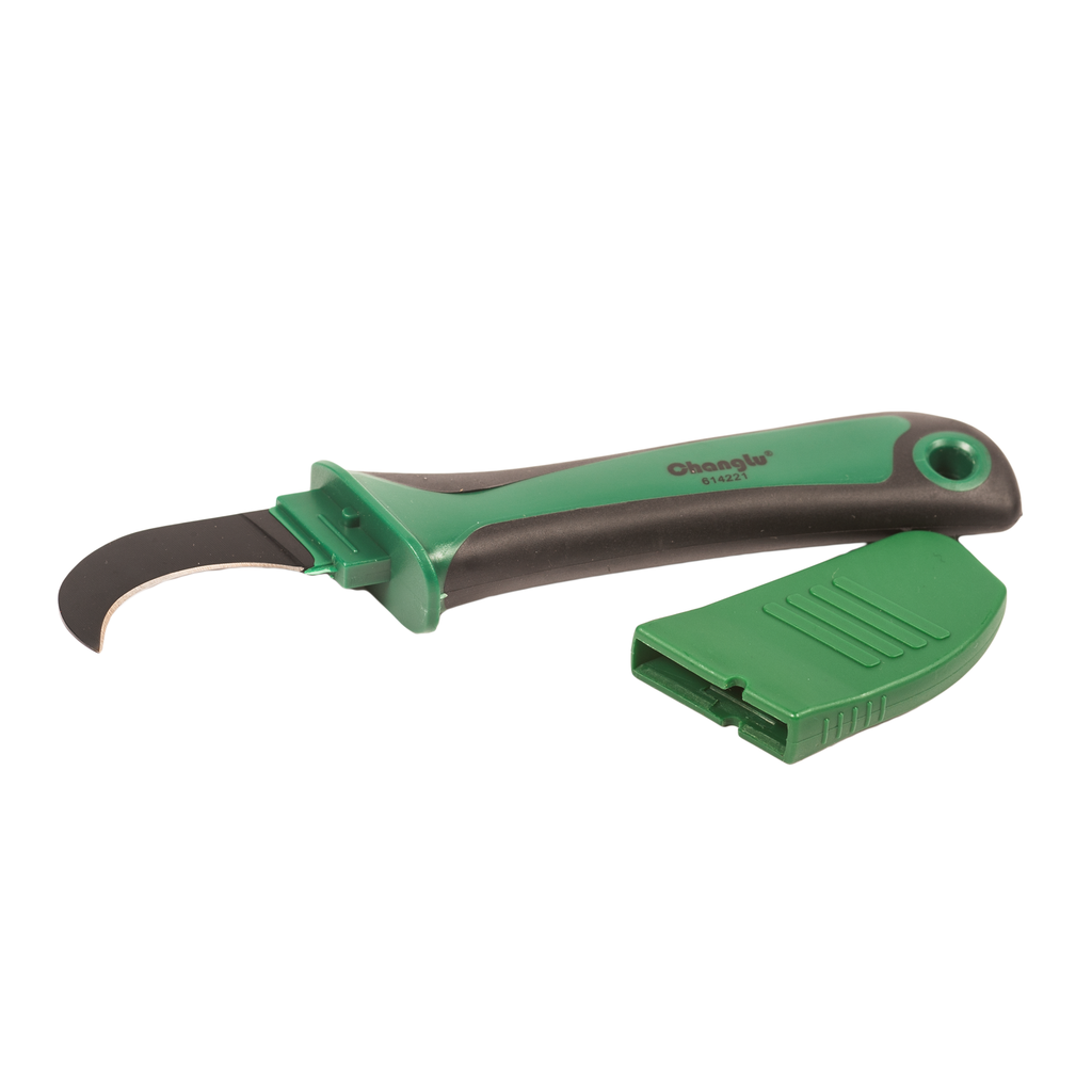 ⬡ Laidų izoliacijos nuėmimo peilis (lenktu ašmenimi) (CL614221, CHANGLU TOOLS)
