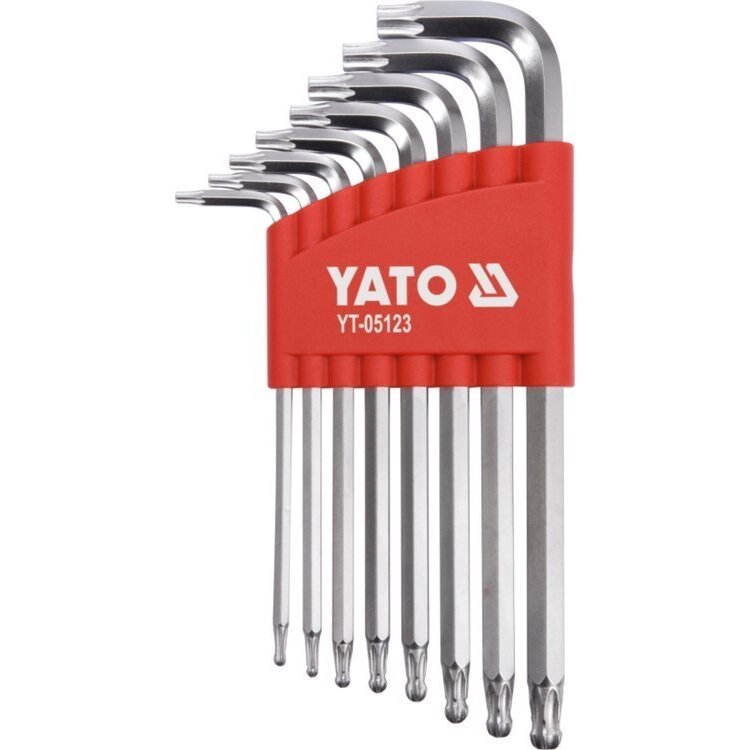 ⬡ TORX atslēgu komplekts ar lodveida galu 8 gab. (T9-T40) (YT05123, YATO)
