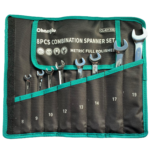 ⬡ Kombinuotų raktų rinkinys 8 vnt. (8-19 mm) (CL401308, CHANGLU TOOLS)