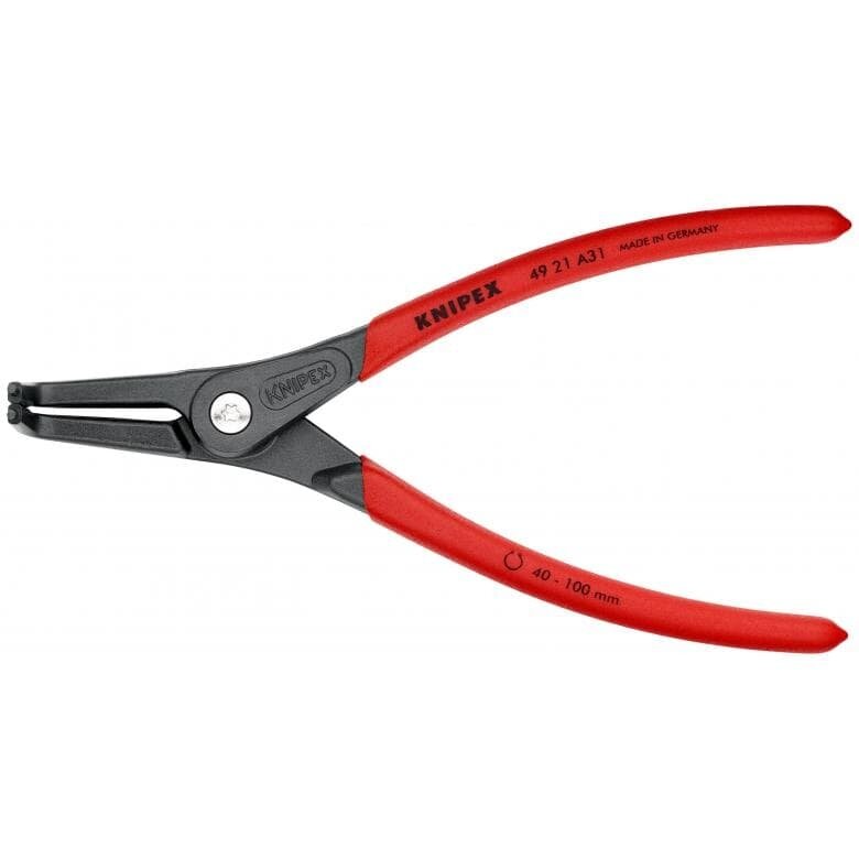 ⬡ Tikslios replės žiedams. Išorinės. Atlenktos 210 mm (Ø40-100 mm) KNIPEX (4921A31, KNIPEX)