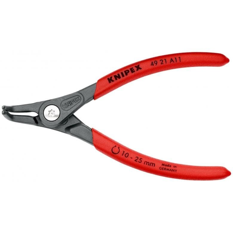 ⬡ Replės išoriniams žiedams. Lenktos 130mm (Ø10-25mm) KNIPEX (4921A11, KNIPEX)