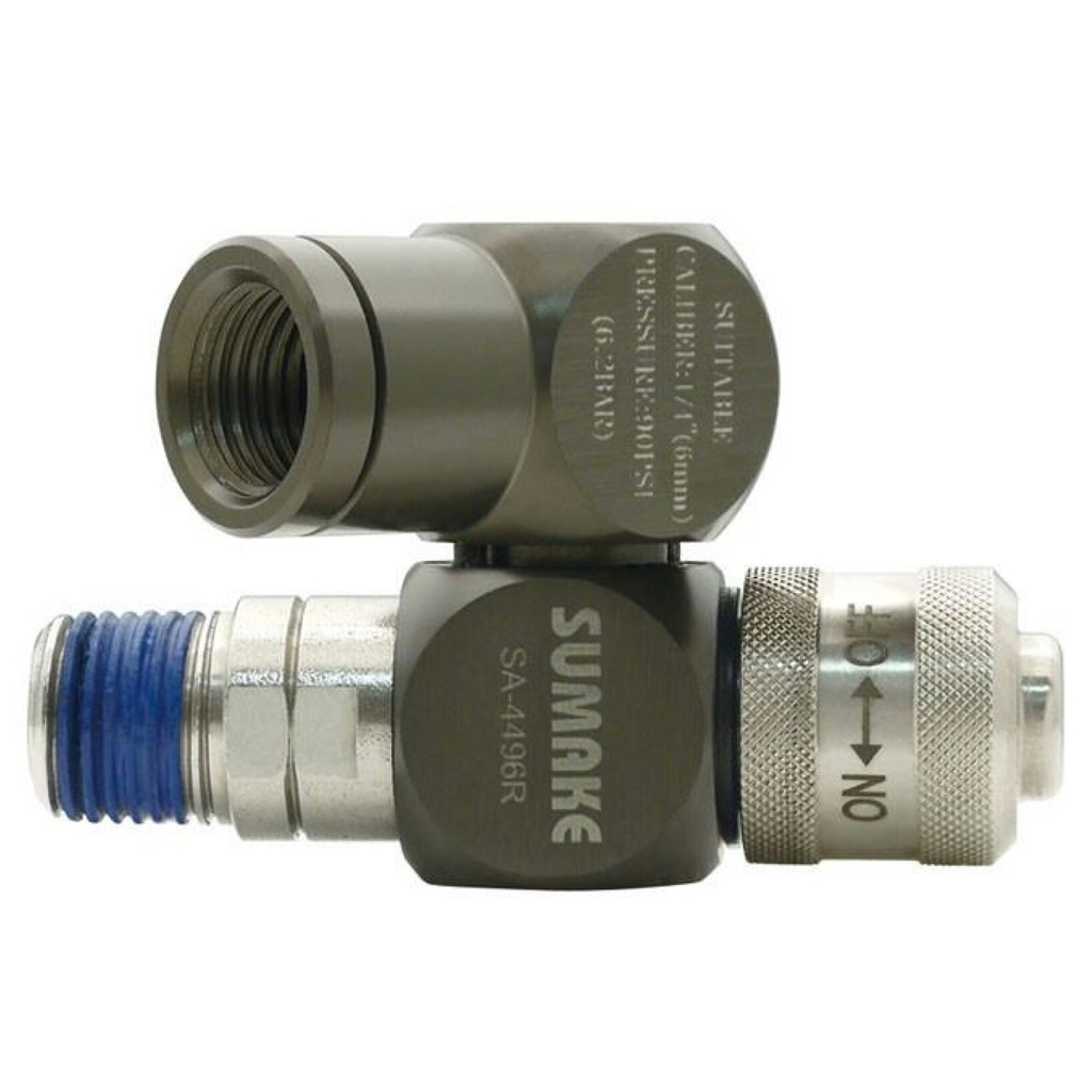 ⬡ Universal connector 1/4" (ext & int thread) swivel 360° with regulator (CA401, SUMAKE)