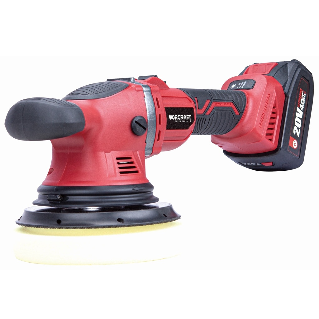 ⬡ Akumuliatorinis poliruoklis kampinis 150mm WORCRAFT 20V LI-ION (COPS20LIB, WORCRAFT)