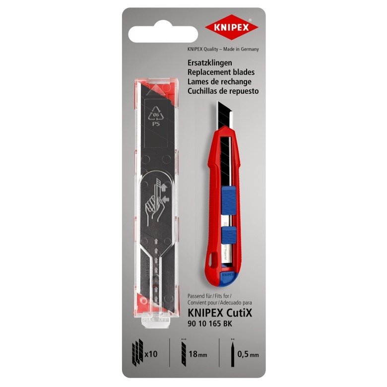 ⬡ Spare blades 18mm (10pcs) for 9010165BK KNIPEX (9010165E02, KNIPEX)