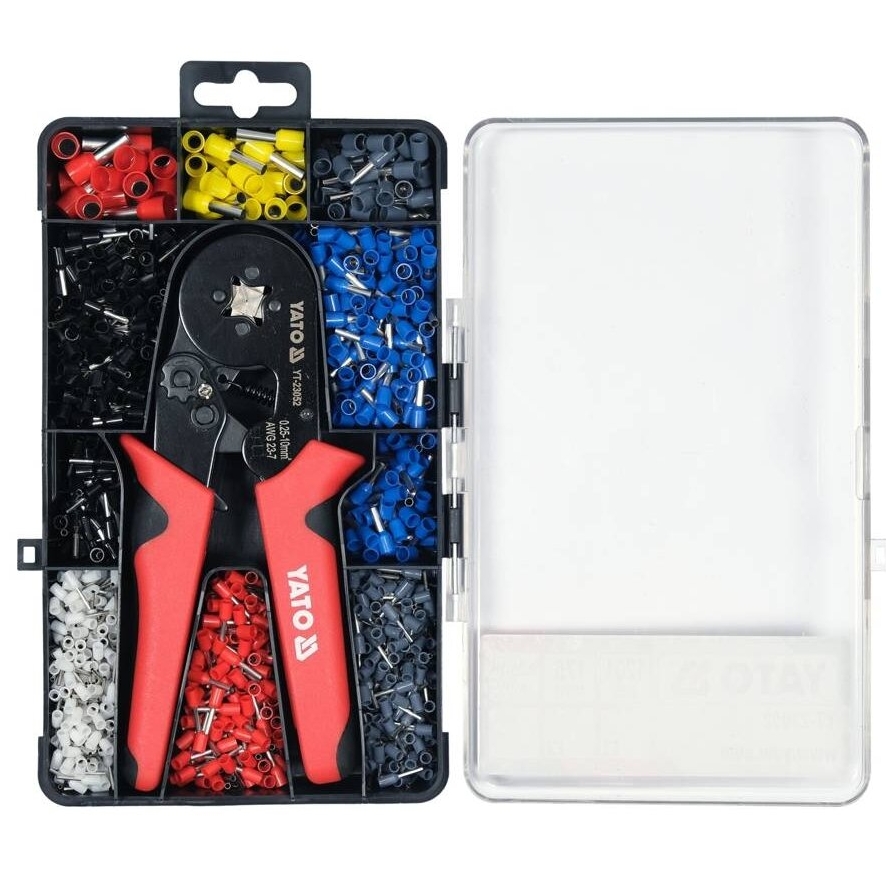 ⬡ Ratchet crimping pliers with isolated connector set (YT23052, YATO)