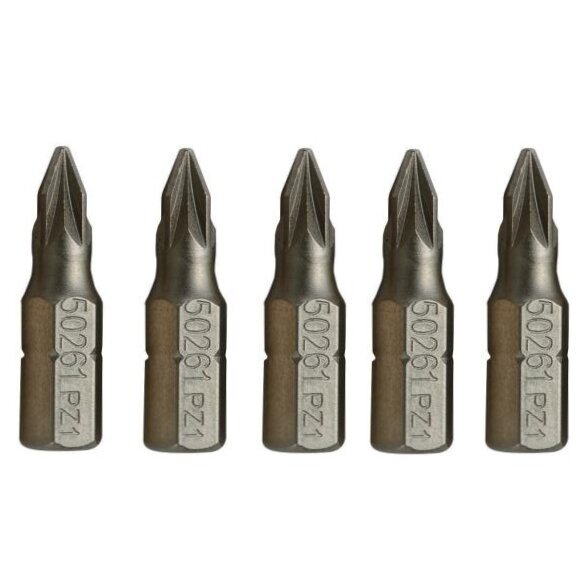 ⬡ 1/4" (6.3mm) Dr PZ bit, 5pcs. PZ #2 x 25mm (SC59262, SATA)