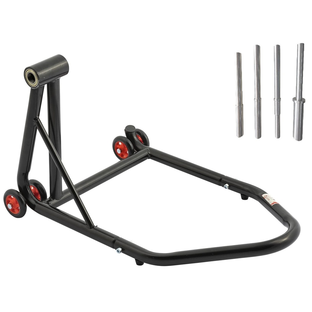 ⬡ Motocikla statīvs vienpusējai svirai, aizmugurējam ritenim, 340 kg, ar adapteriem (MHRM1102SET)