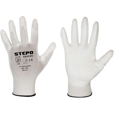 ⬡ Work gloves coated PU-EKO White 11 (XXL) White (1801WHITE11)