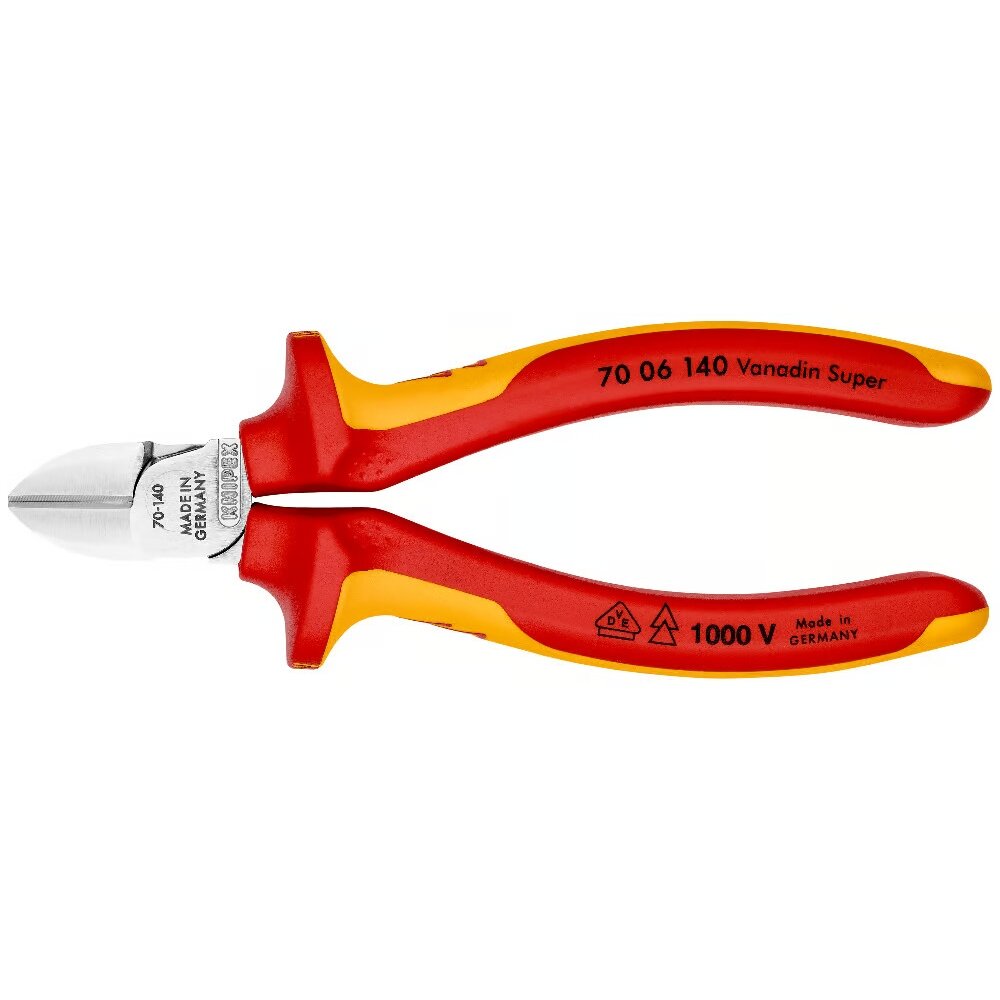 ⬡ Šoninio kirpimo replės elektrikui 140mm (1000V) KNIPEX (7006140, KNIPEX)