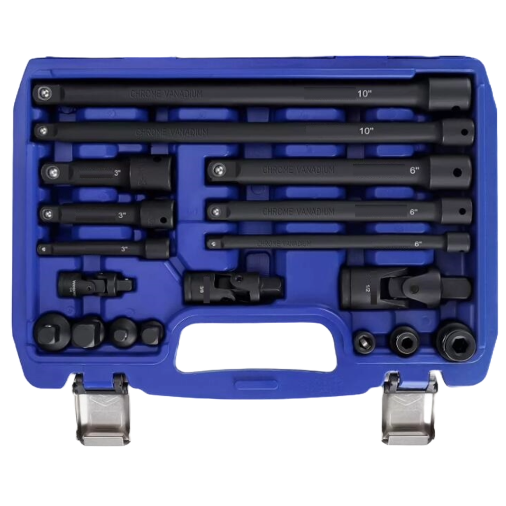 ⬡ 1/4" + 3/8" + 1/2" Dr. Impact extension set 18pcs (MHR10834)