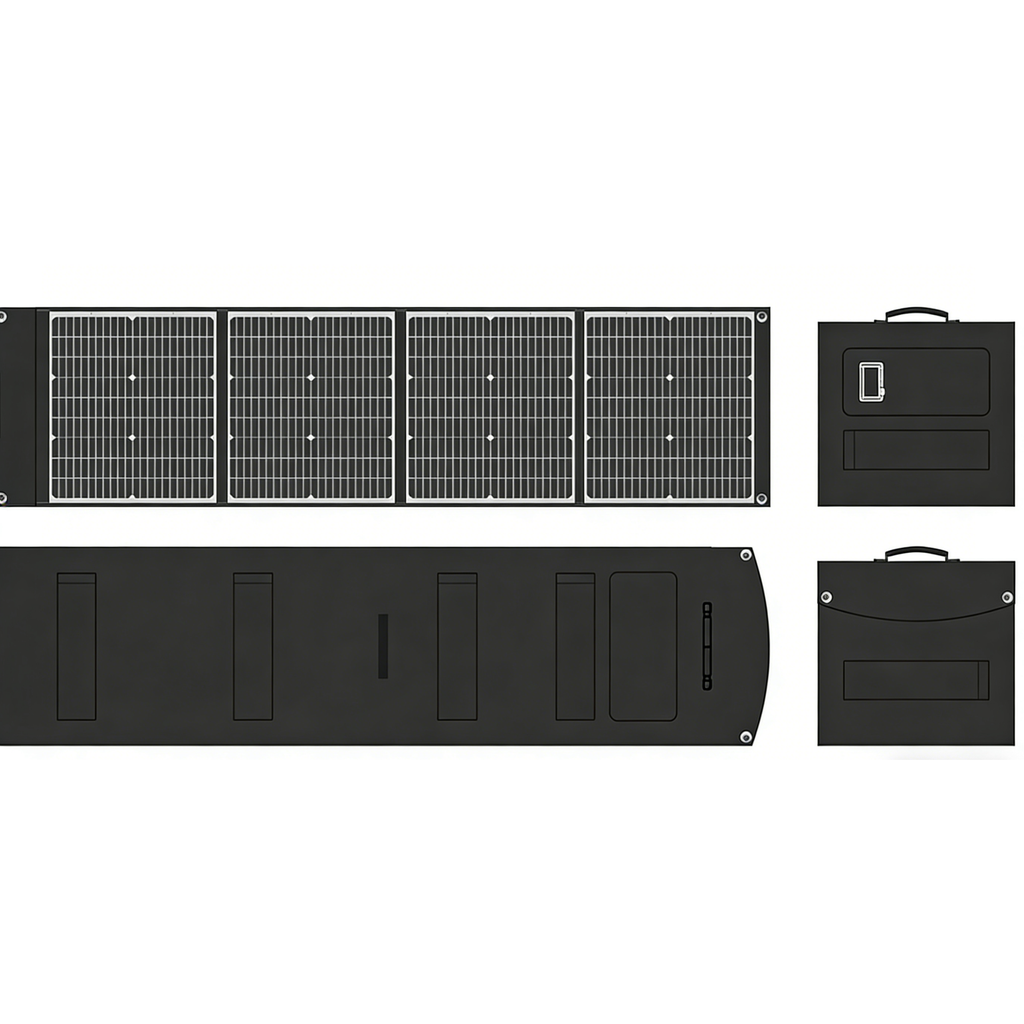 ⬡ Sulankstoma saulės panelė 200W su XT60 4in1 kabeliu (WT200W)