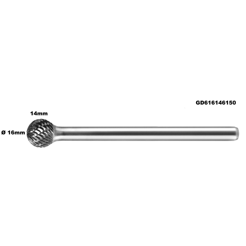 ⬡ Prailginta freza kietmetalio D apvali Ø 16 x 14mm (GD616146150)