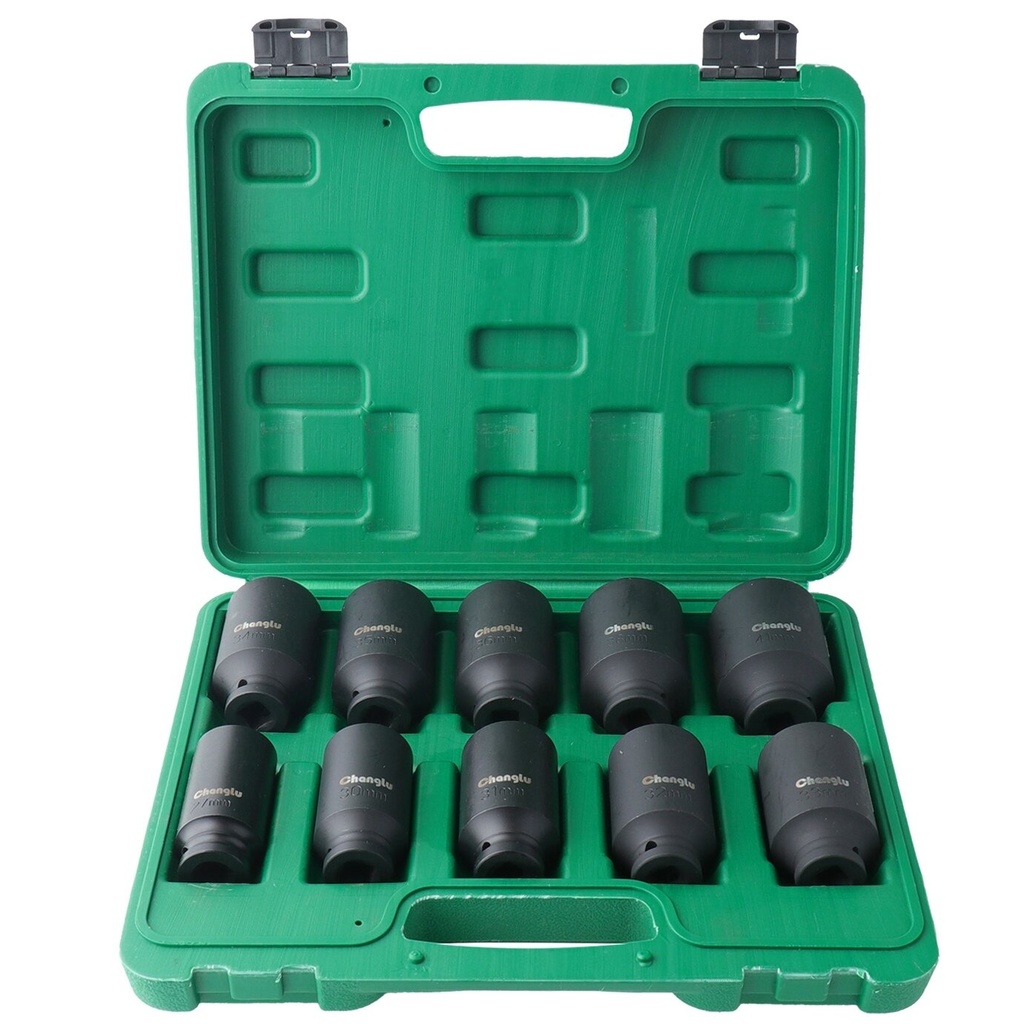 ⬡ Ilgų smūginių galvučių su antgaliais rinkinys 1/2" 10 vnt. (27-41 mm) (CL105510, CHANGLU TOOLS)