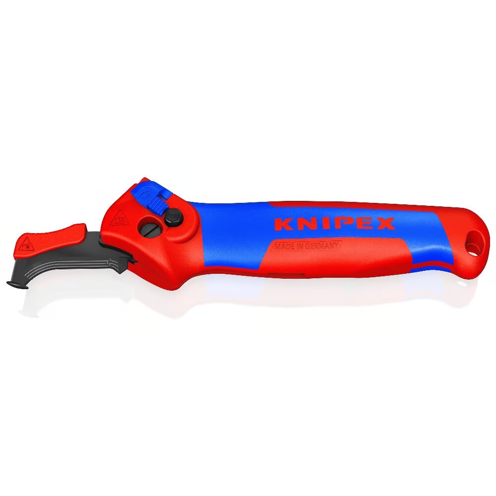 ⬡ Izoliacijos nuėmimo peilis su kreipiamąja kojele ir terkšle KNIPEX (1650145SB, KNIPEX)