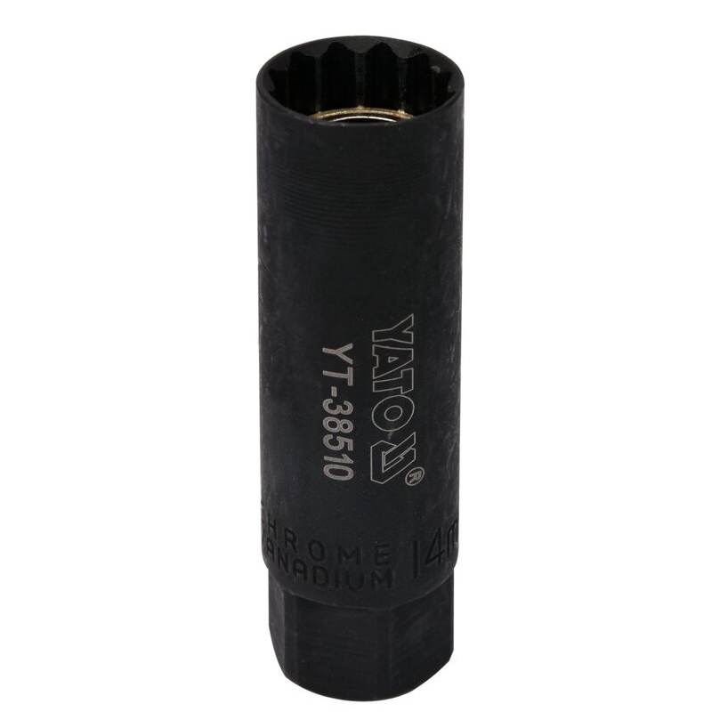 ⬡ Žvakių galvutė 3/8" 14 mm (plonasienė) (12-briaunė) (YT38510, YATO)