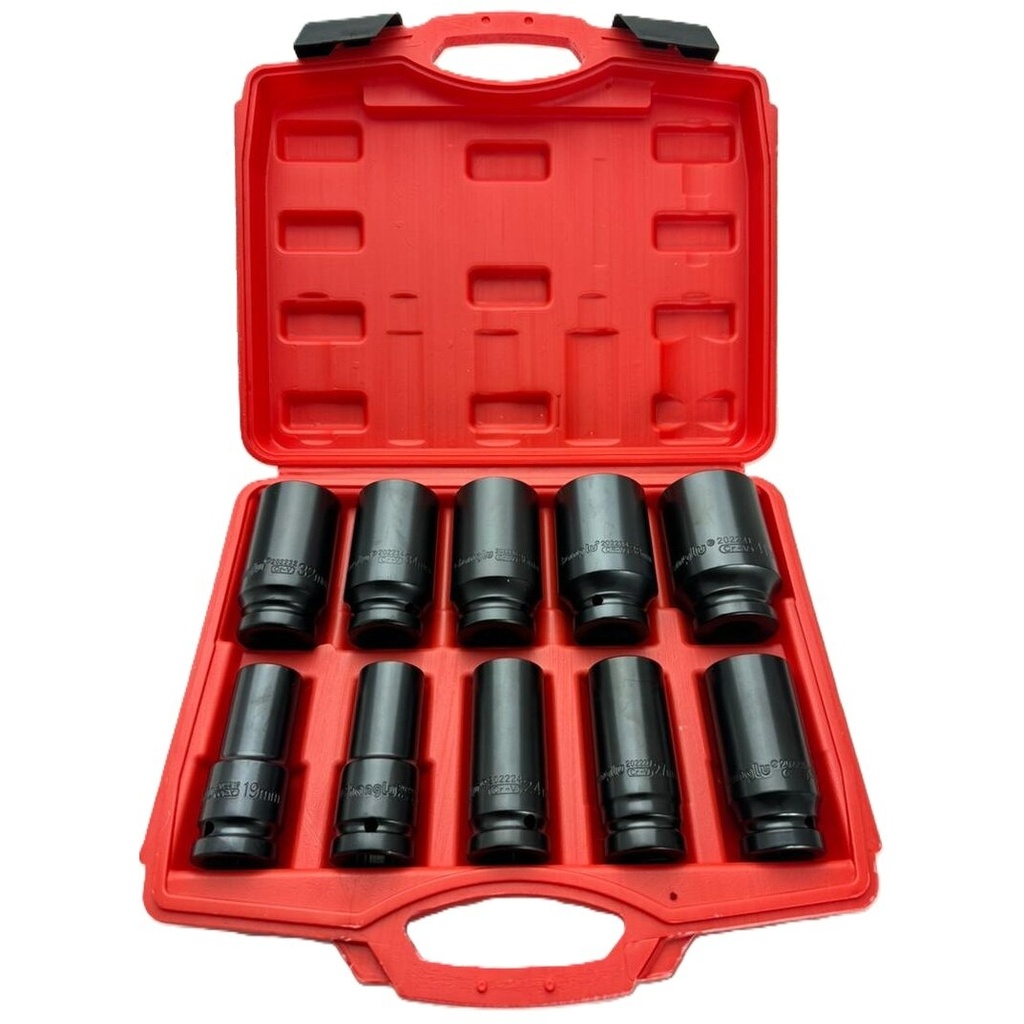⬡ Ilgų smūginių galvučių rinkinys 3/4" 10 vnt. (19-41 mm) (CL101001, CHANGLU TOOLS)