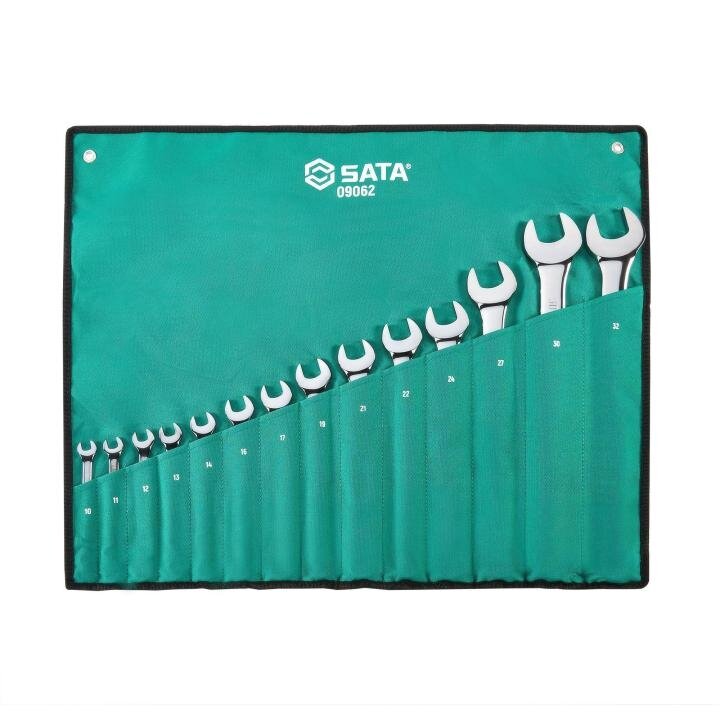 ⬡ Kombinēto uzgriežņu atslēgu komplekts 14 gab. (10-32 mm) (ST0906202, SATA)