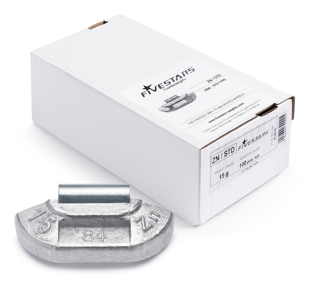 ᴿᴰ Clip-on Zn weights FIVE STARS 15 g, 100 pcs (01-02-15, FIVE STARS)