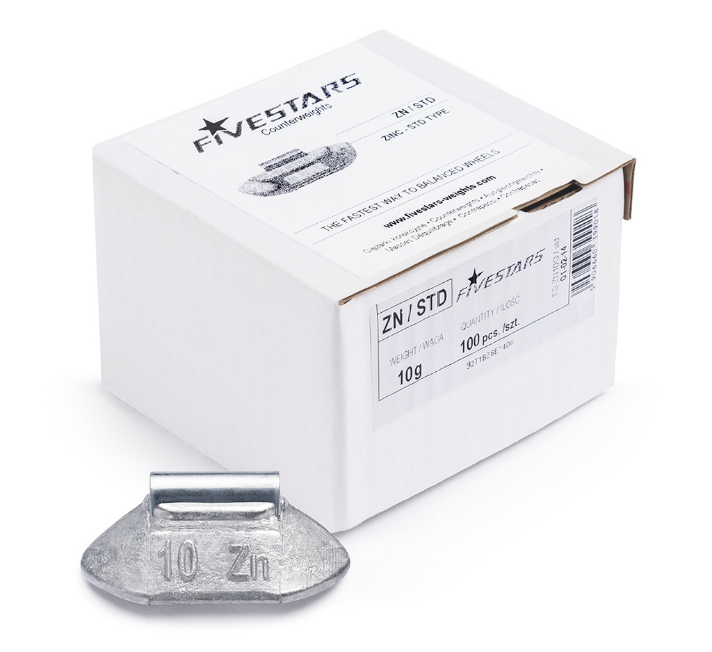 ᴿᴰ Clip-on Zn weights FIVE STARS 10 g, 100 pcs (01-02-14, FIVE STARS)