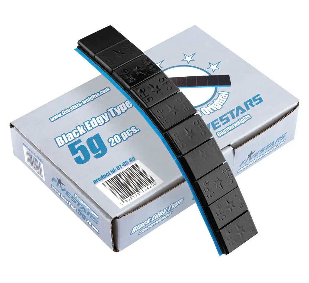 ᴿᴰ Līmējamie riteņu atsvari FIVE STARS Black Edgy 5 g, 1 kg (01-02-89, FIVE STARS)