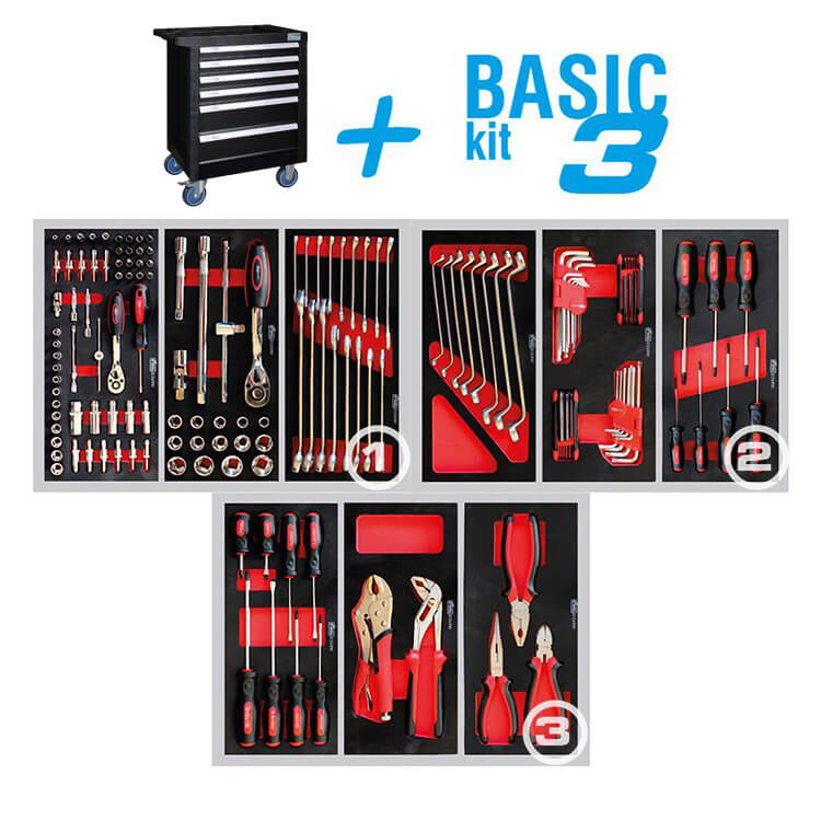 Instrumentu ratiņi TMX Basic ar 6 atvilktnēm, melni (05.088.84X, MARCO TOOLS)