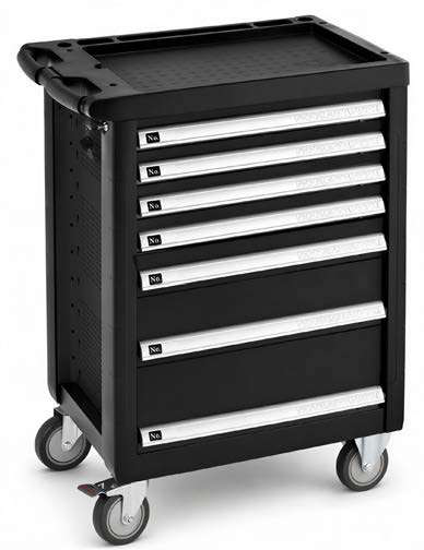 Įrankių vežimėlis su 7 stalčiais TMX BASIC PLUS, juodas (05.088.89X, MARCO TOOLS)