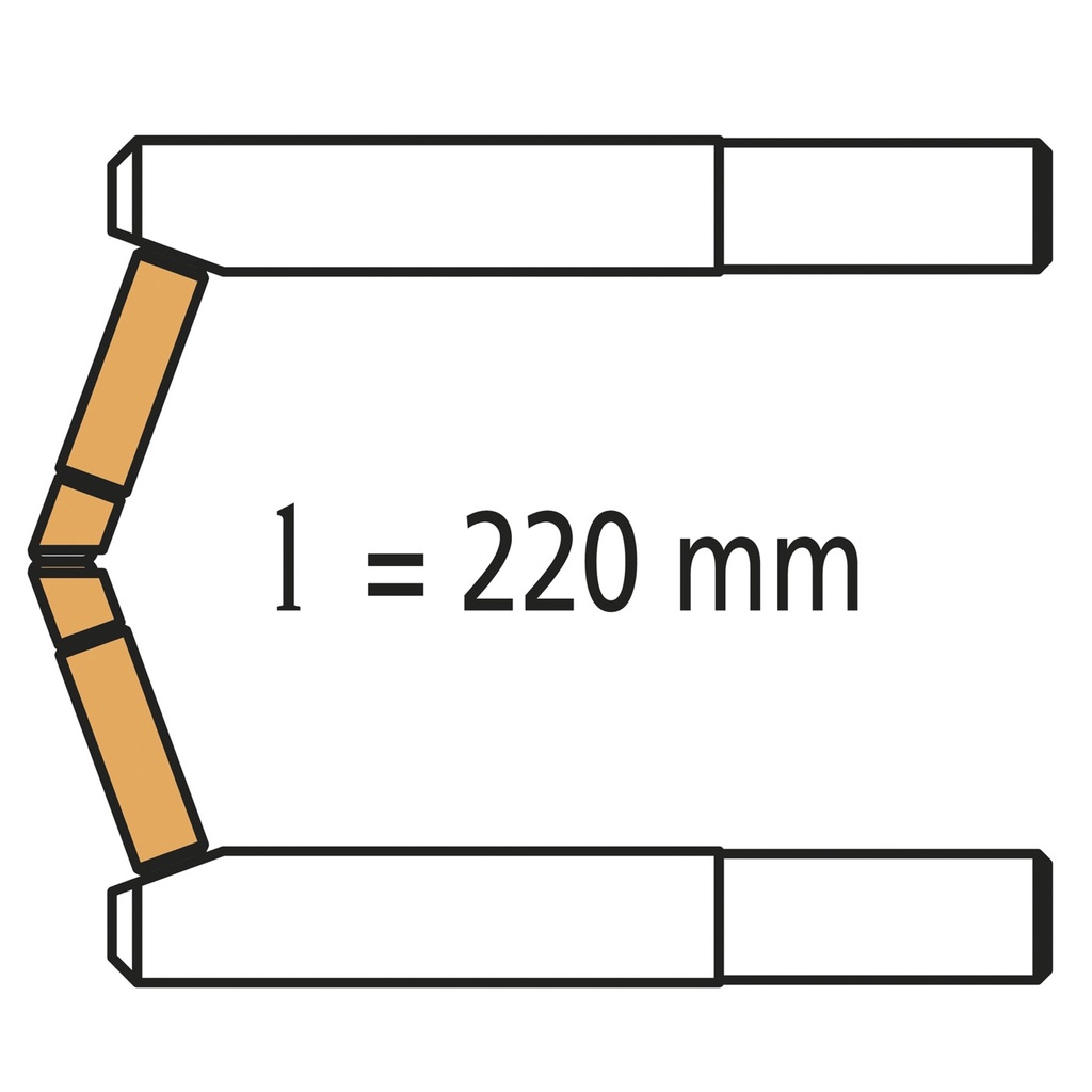RX3 svirtys 220 mm 20°, su 2 elektrodų antgaliais, 2 vnt. (051058, GYS)